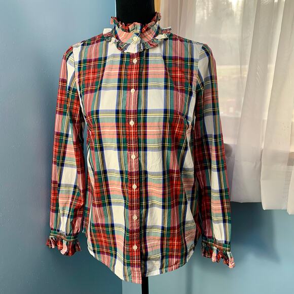 J. Crew Ruffleneck Classic-fit Boy Shirt in Snowy Stewart Tartan Size XS - Picture 2 of 8